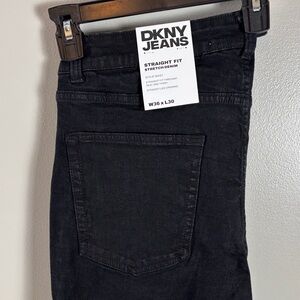 NWT DKNY Men's Black Straight Fit Stretch Denim Jeans 36x30